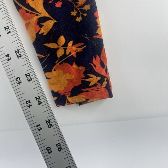 Lularoe Leggings Women One Size OS 2-10 Navy Blue Orange Floral Stretchy Comfort - Picture 7 of 10